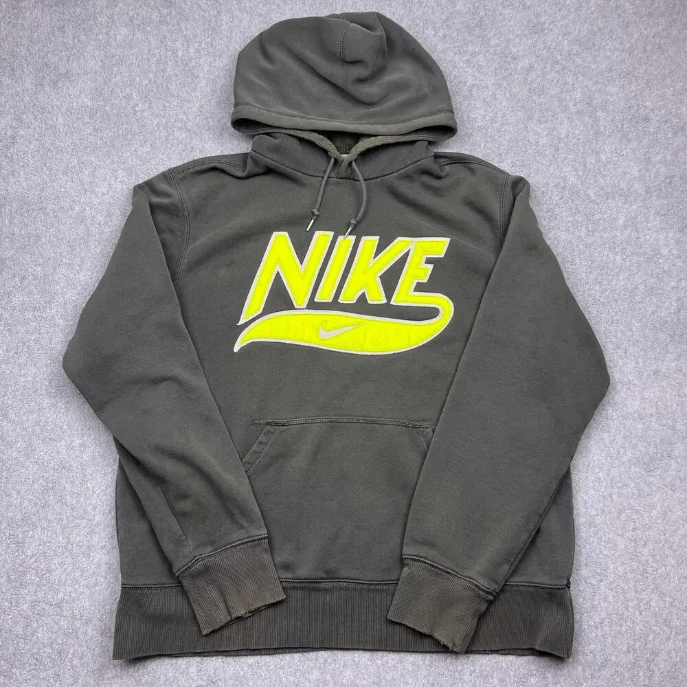 nike‎ hoodie yellow gray swoosh pullover xl